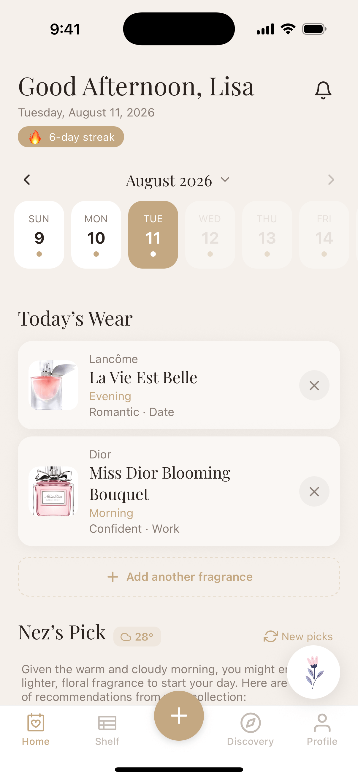 ScentShelf - Daily fragrance calendar and wear tracking